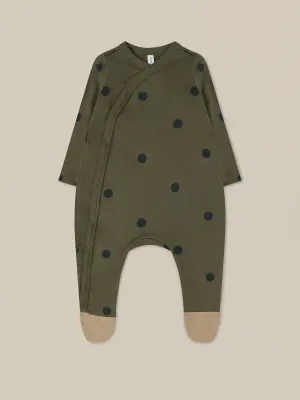Olive Dots Suit With Contrast Feet