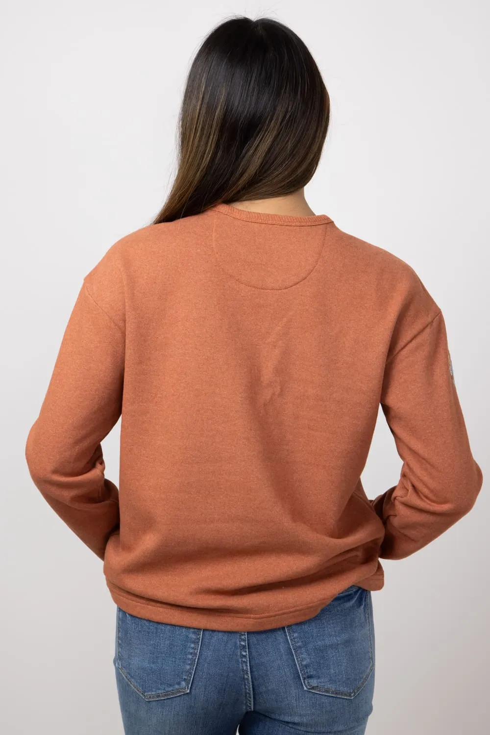 Patagonia Women’s Long Sleeve Unity Fitz Wildrise Crewneck in Burnished Red | 39689-BURR