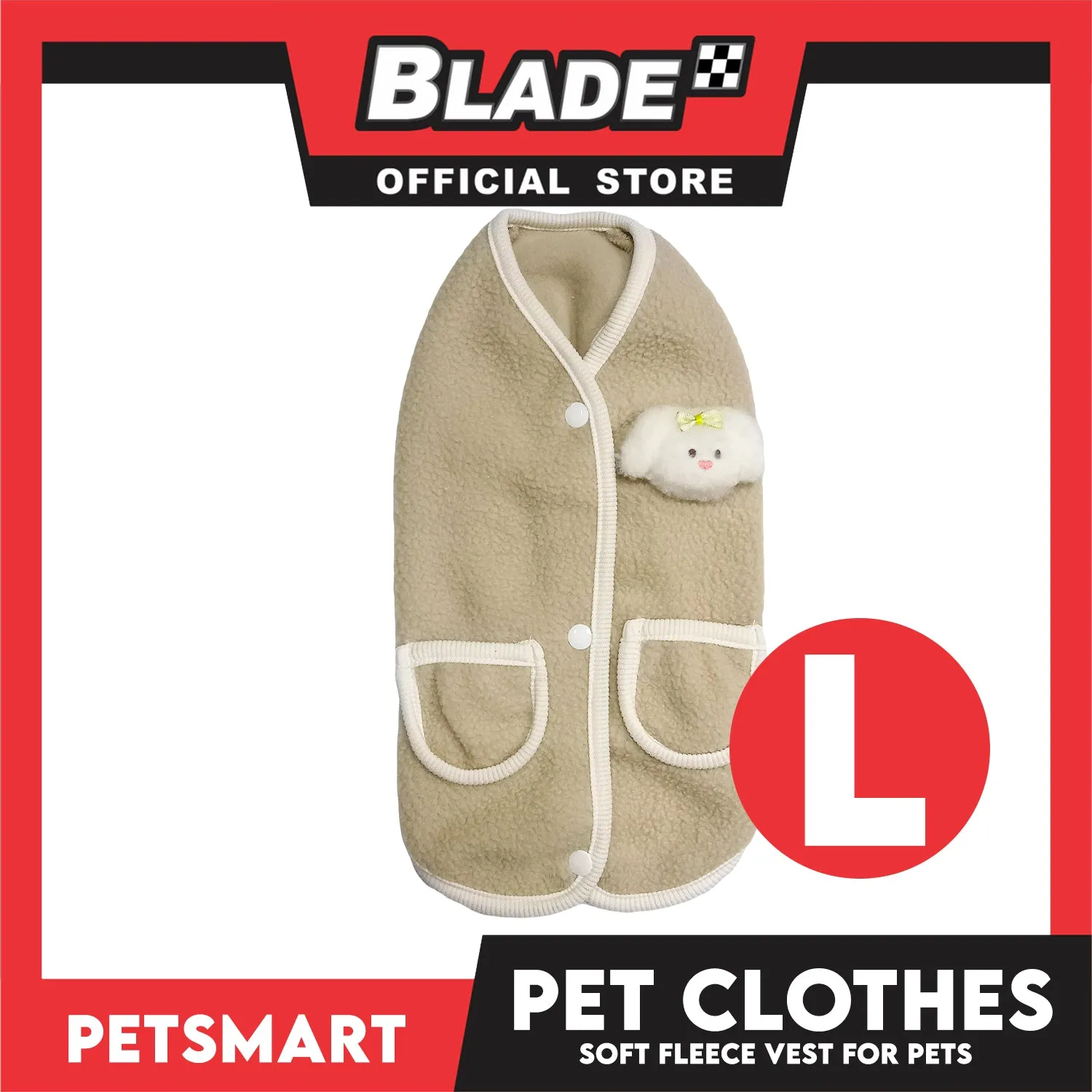 Pet Clothes Bunny Soft Fleece Vest Sando Shirt Brown (Large) for Cats and Dogs