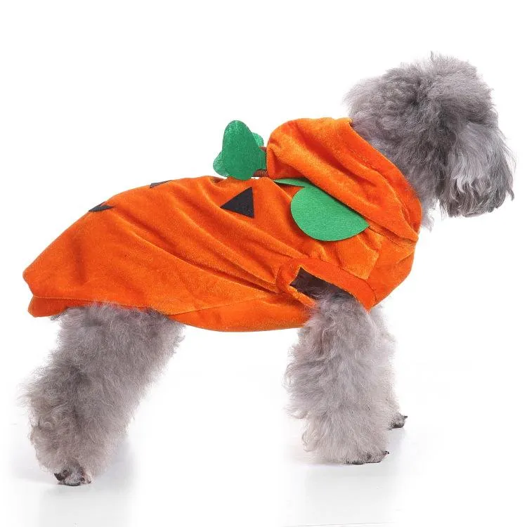Pet Halloween Costumes Funny Pumpkin Cosplay Fleece Hoodie Coat Clothes Warm Jumpsuit Outfit Apparel