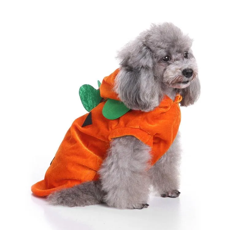 Pet Halloween Costumes Funny Pumpkin Cosplay Fleece Hoodie Coat Clothes Warm Jumpsuit Outfit Apparel