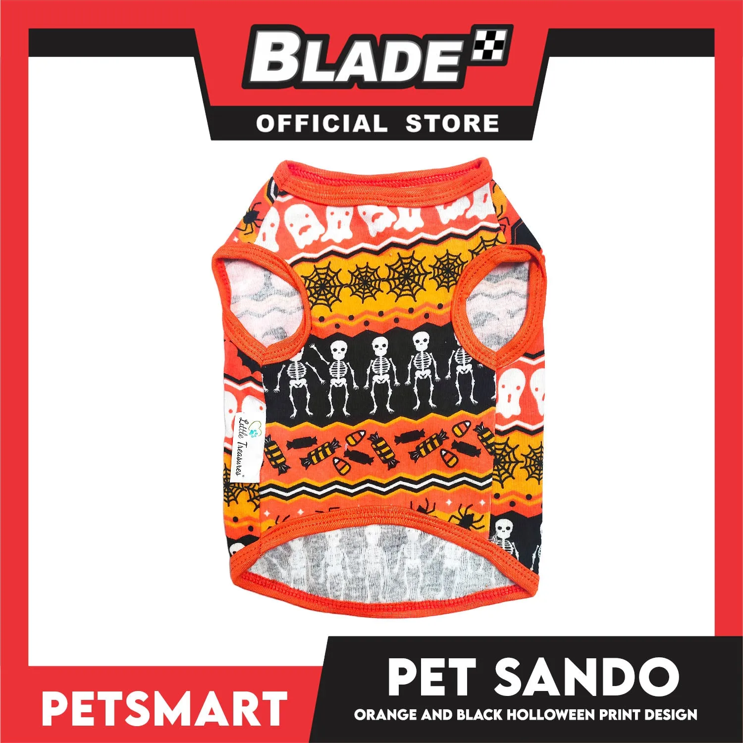 Pet Sando Halloween Design, Orange Black Color DG-CTN111XL (XL) Perfect Fit For Dogs And Cats, Breathable Sando Clothes, Soft Lightweight Pet Clothing