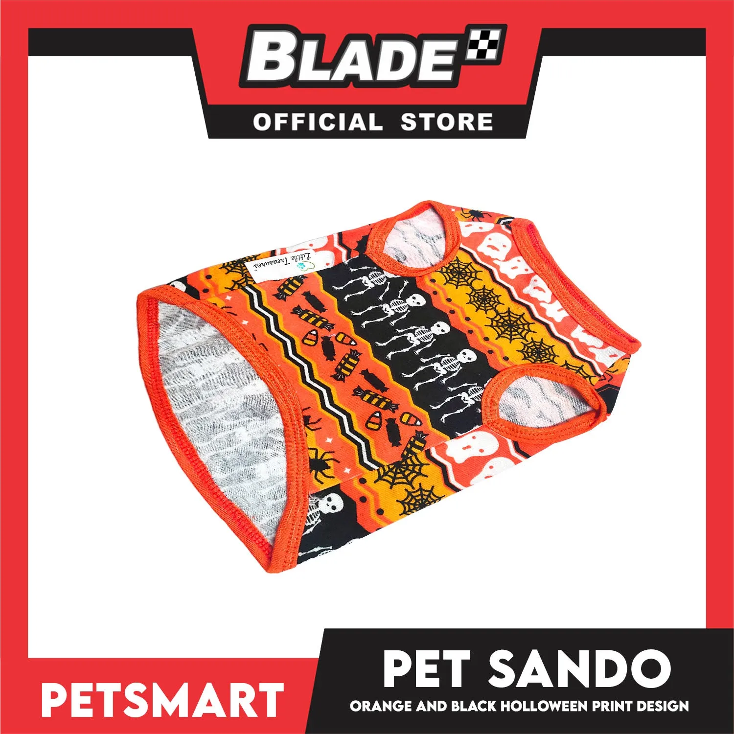 Pet Sando Halloween Design, Orange Black Color DG-CTN111XL (XL) Perfect Fit For Dogs And Cats, Breathable Sando Clothes, Soft Lightweight Pet Clothing