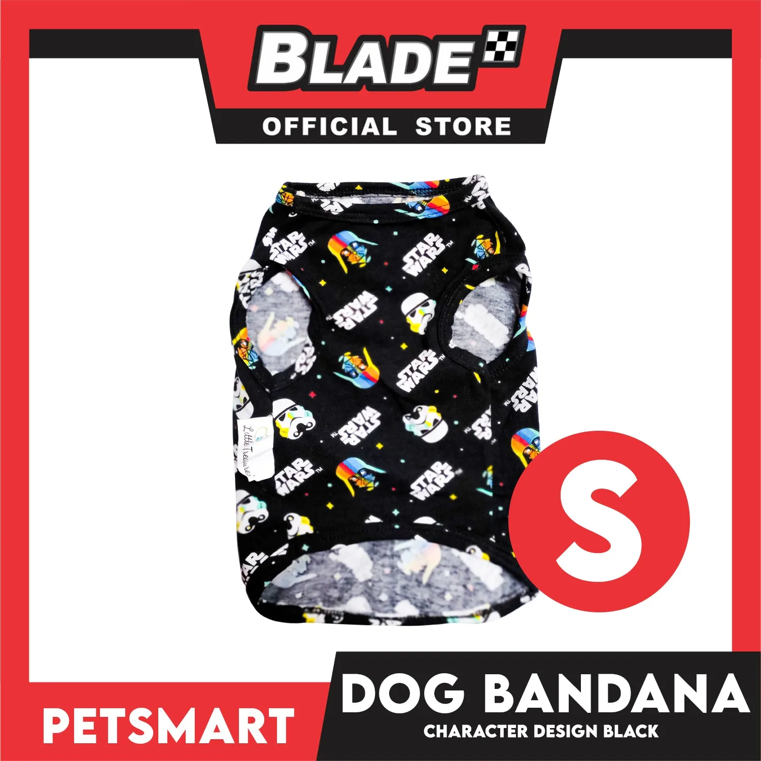 Pet Sando With Character Design, Black Color DG-CTN106S (Small) Perfect Fit For Dogs And Cats, Breathable Clothes, Soft Lightweight Pet Clothing