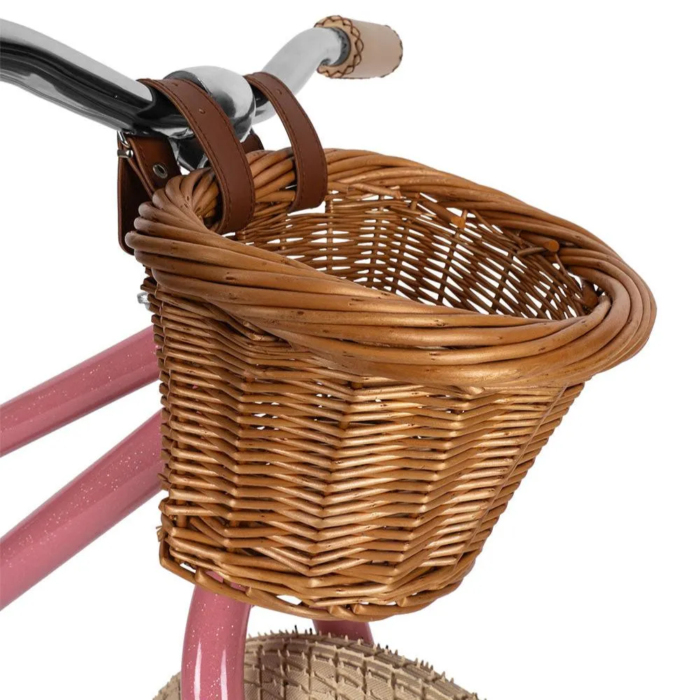 Pink Glitter Balance Bike with Bell and Basket