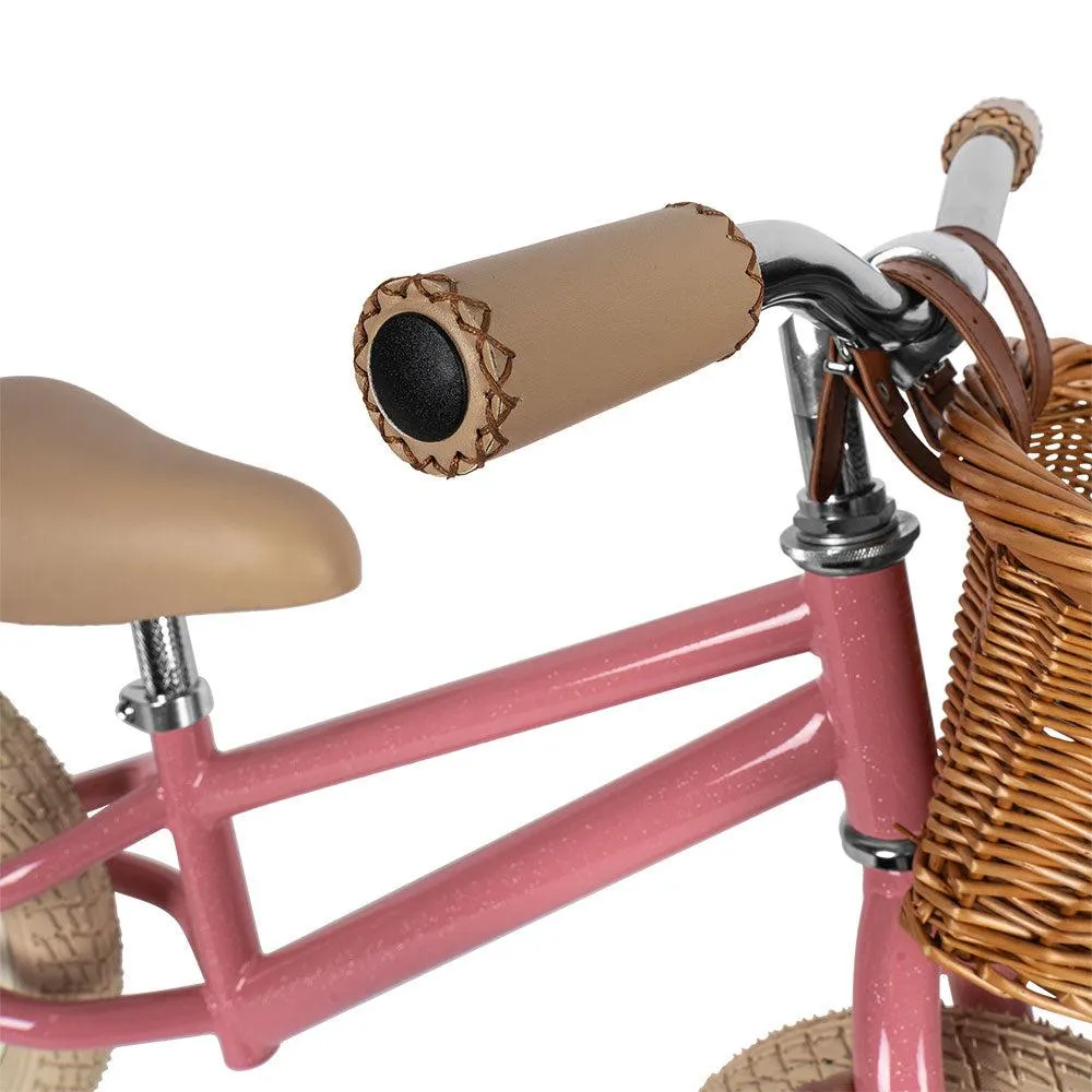 Pink Glitter Balance Bike with Bell and Basket