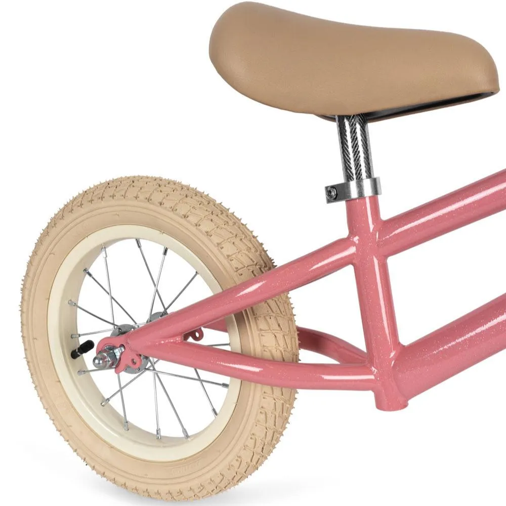 Pink Glitter Balance Bike with Bell and Basket