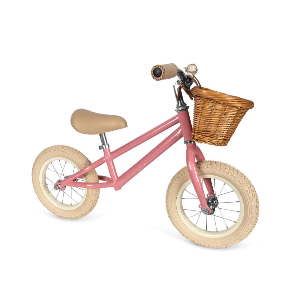 Pink Glitter Balance Bike with Bell and Basket