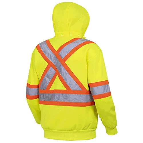 Pioneer V1060460 High Visibility Safety Hoodie, Polyester Fleece, Yellow-Green