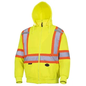 Pioneer V1060460 High Visibility Safety Hoodie, Polyester Fleece, Yellow-Green
