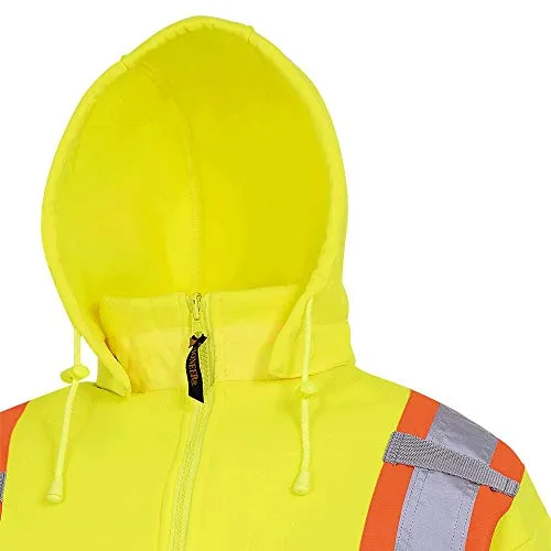 Pioneer V1060460 High Visibility Safety Hoodie, Polyester Fleece, Yellow-Green
