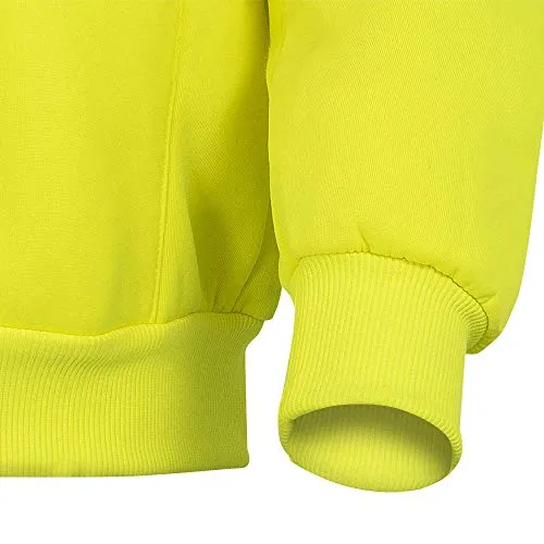 Pioneer V1060460 High Visibility Safety Hoodie, Polyester Fleece, Yellow-Green