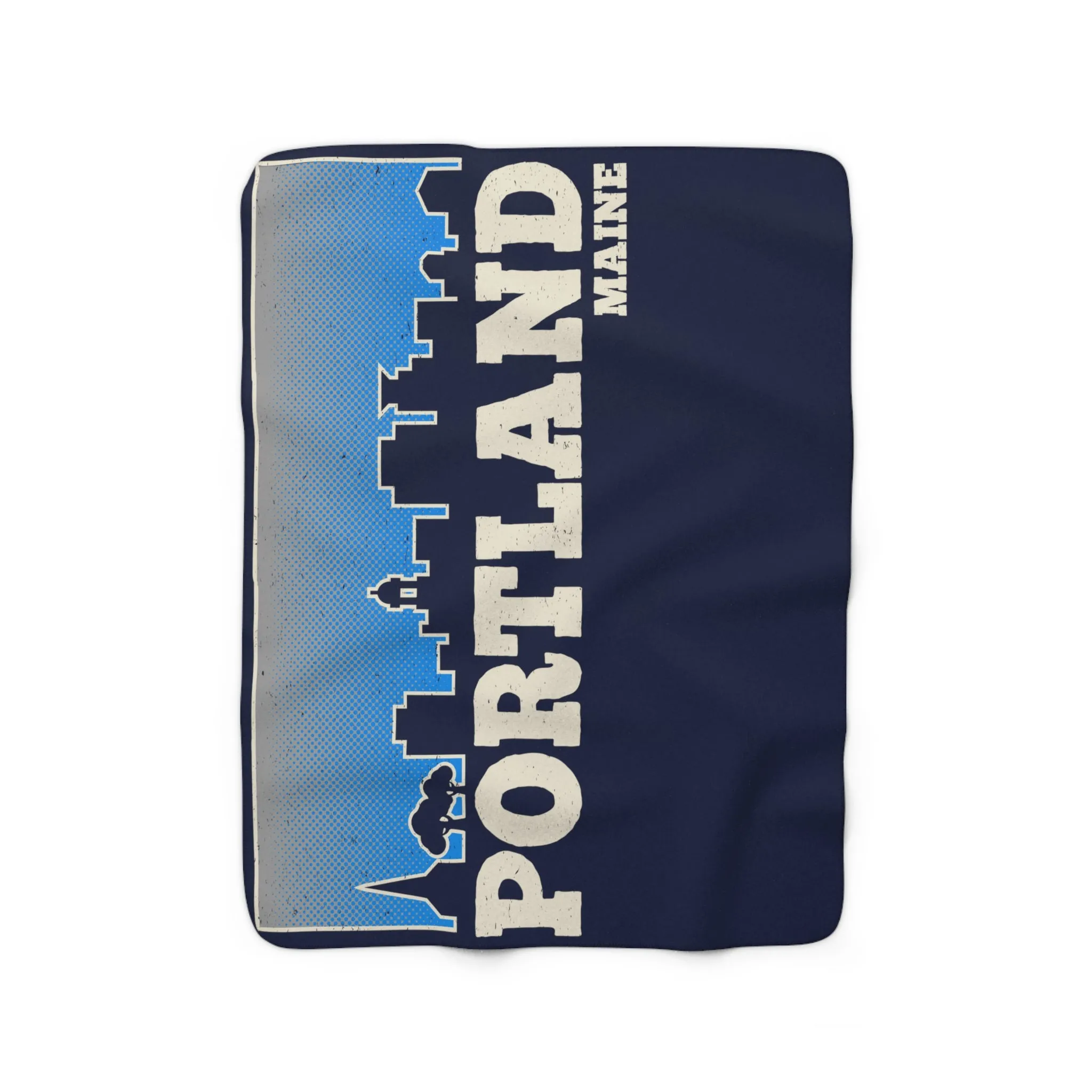 Portland Maine Skyline Sherpa Fleece Blanket