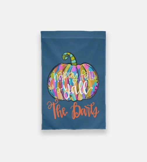 Rainbow Pumpkin Personalized Garden Flag