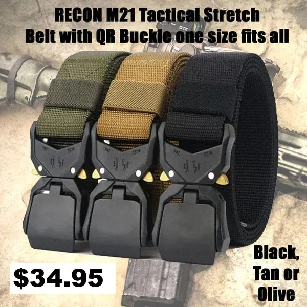 Recon GS2 M21 Tactical Stretch Belt with QR Buckle one size fits all