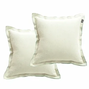 Renee Taylor Campbell Stone washed Yarn-dyed Cushion Twin Pack 50 x 50 Cms Feather Filled Sage