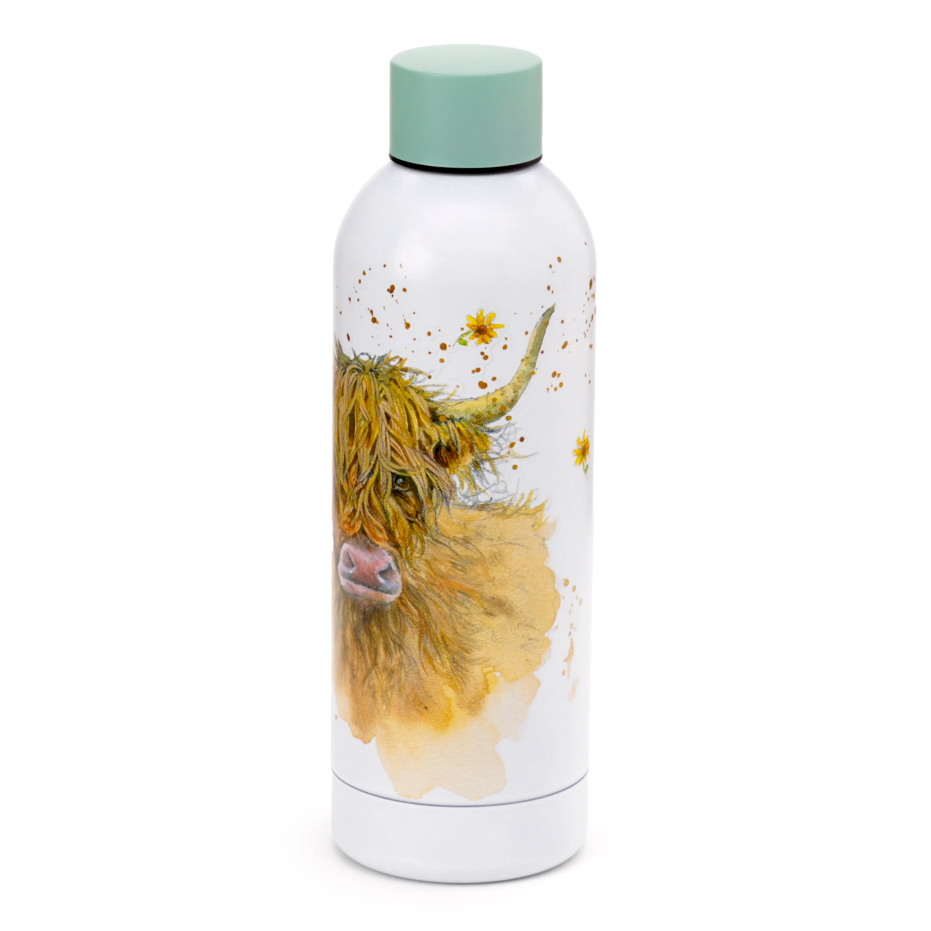 Reusable Stainless Steel Insulated Drinks Bottle 530ml - Jan Pashley Highland Coo Cow