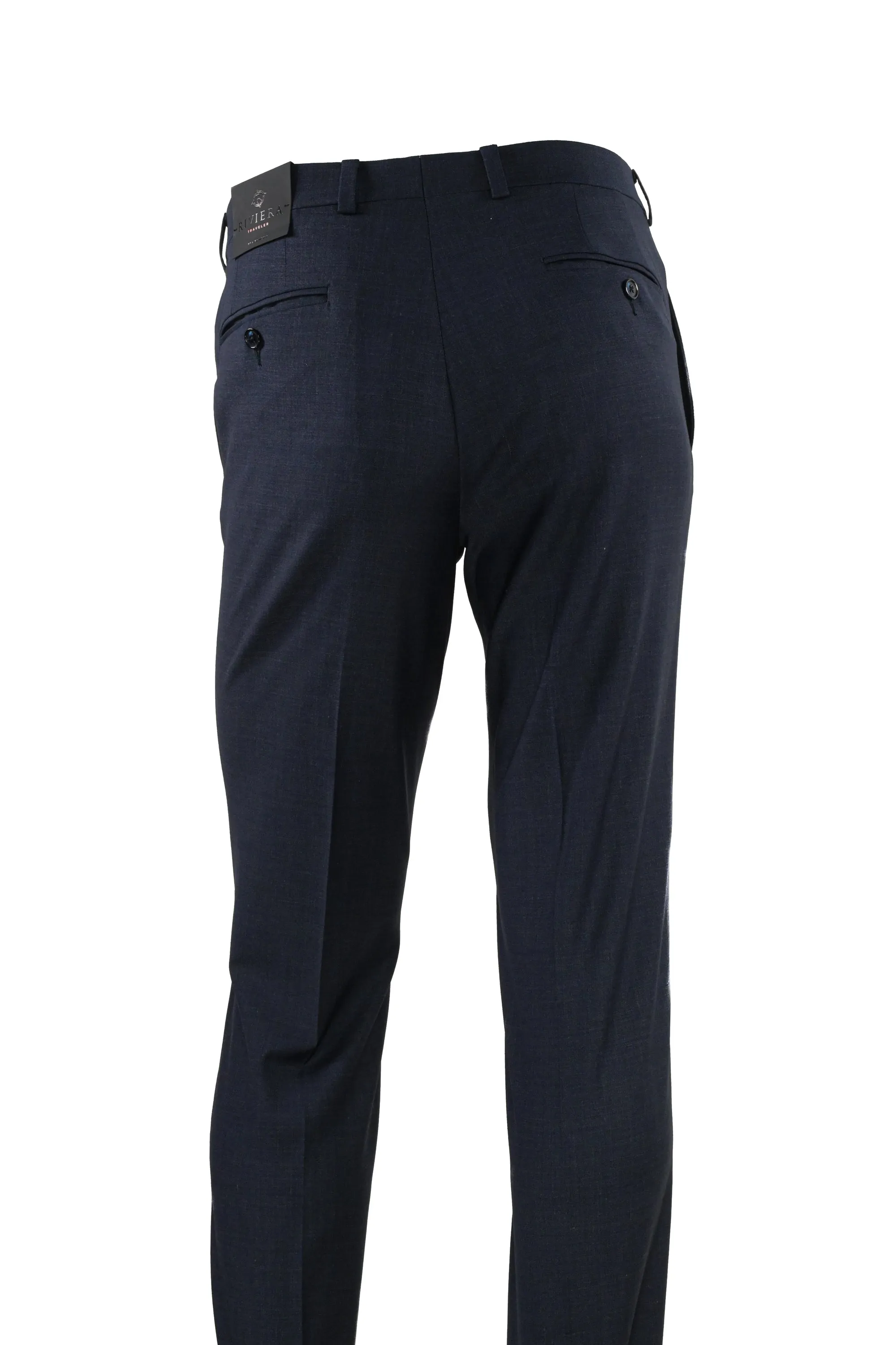 Riviera Traveler Flat Front Dress Pants Textured Navy