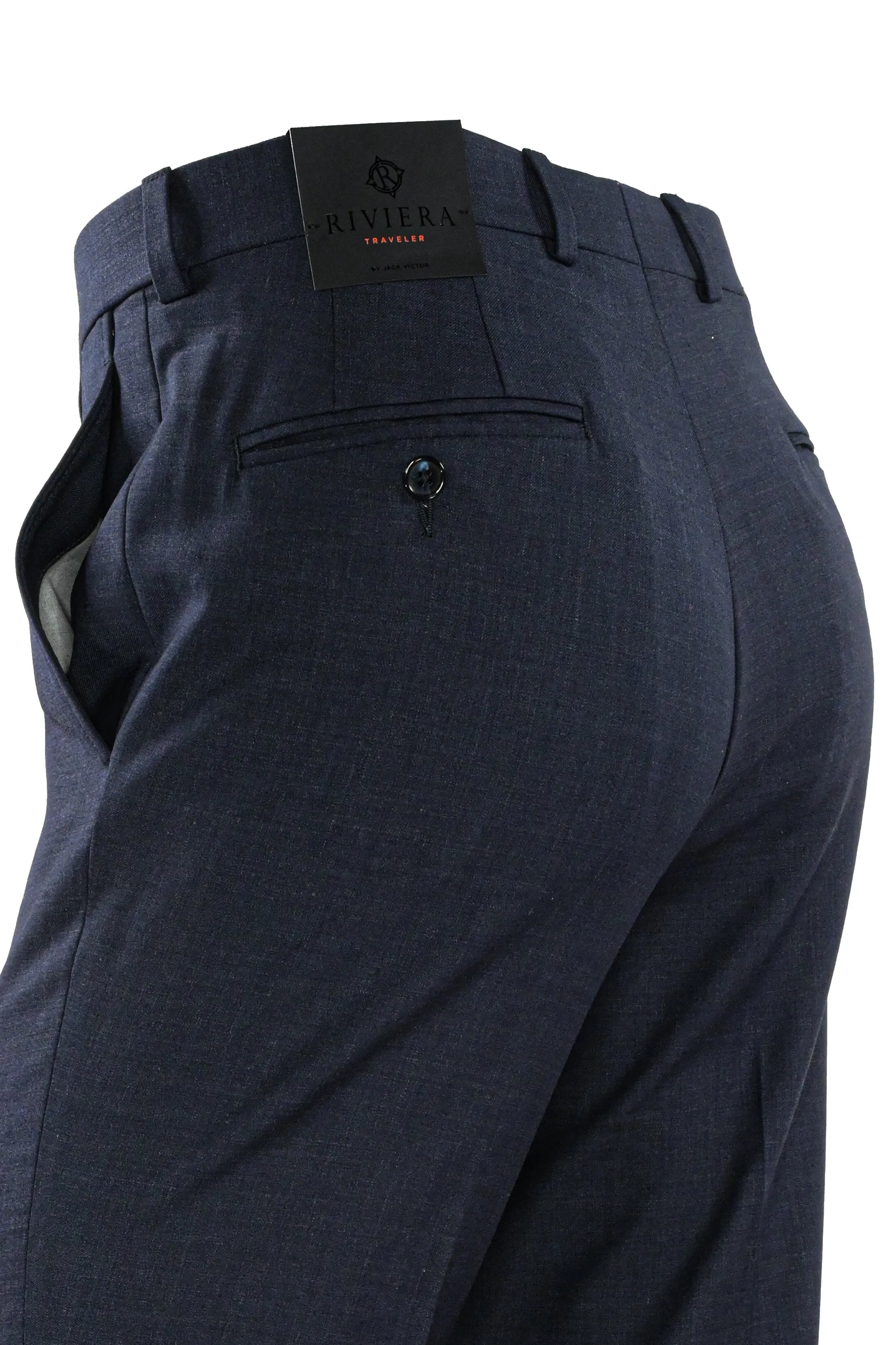 Riviera Traveler Flat Front Dress Pants Textured Navy