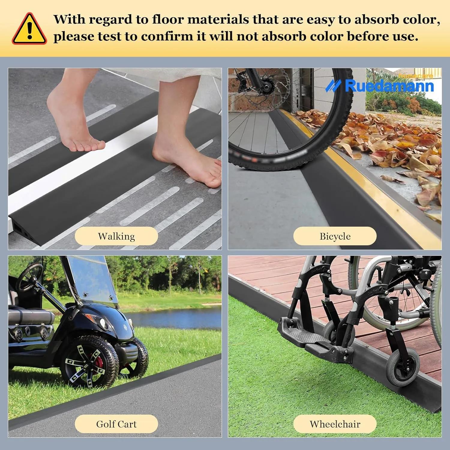 Ruedamann® Threshold Transition Strip Rubber Threshold Ramp