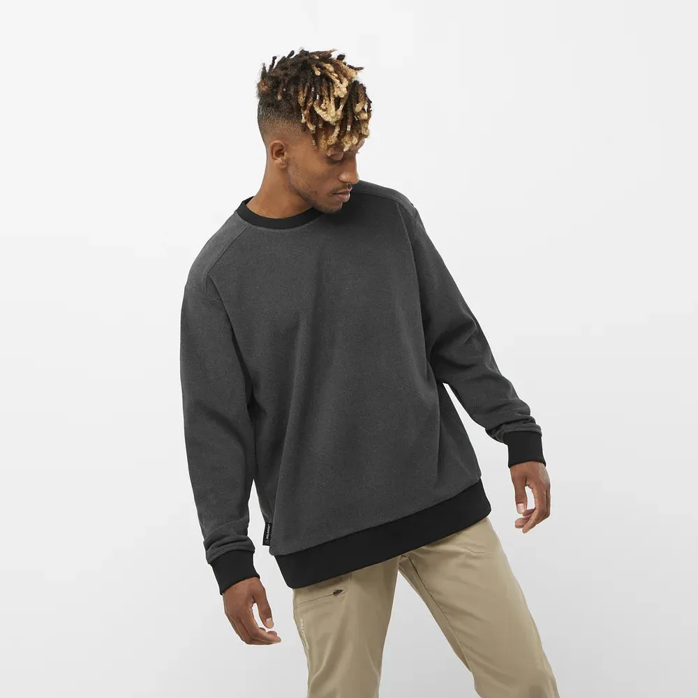 Salomon Outlife Polartec Crewneck- Deep Black/Heather
