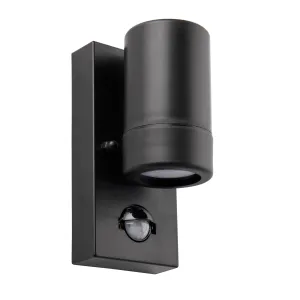 Saxby 81010 Icarus PIR 1lt wall IP44 7W Black polypropylene & clear pc 7W LED GU10 (Required)