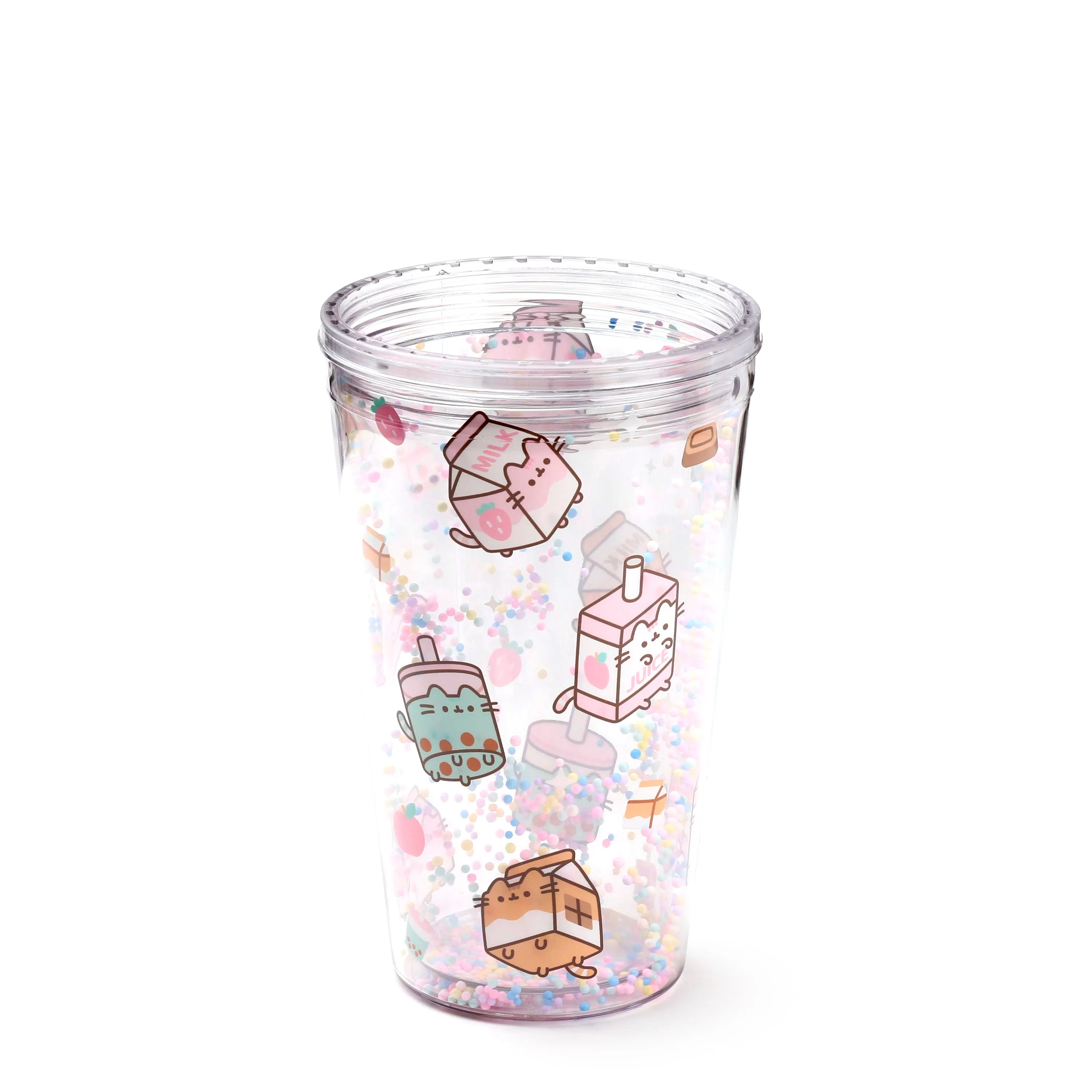 Shatterproof Double Walled Cup with Lid and Straw - Pusheen Sips