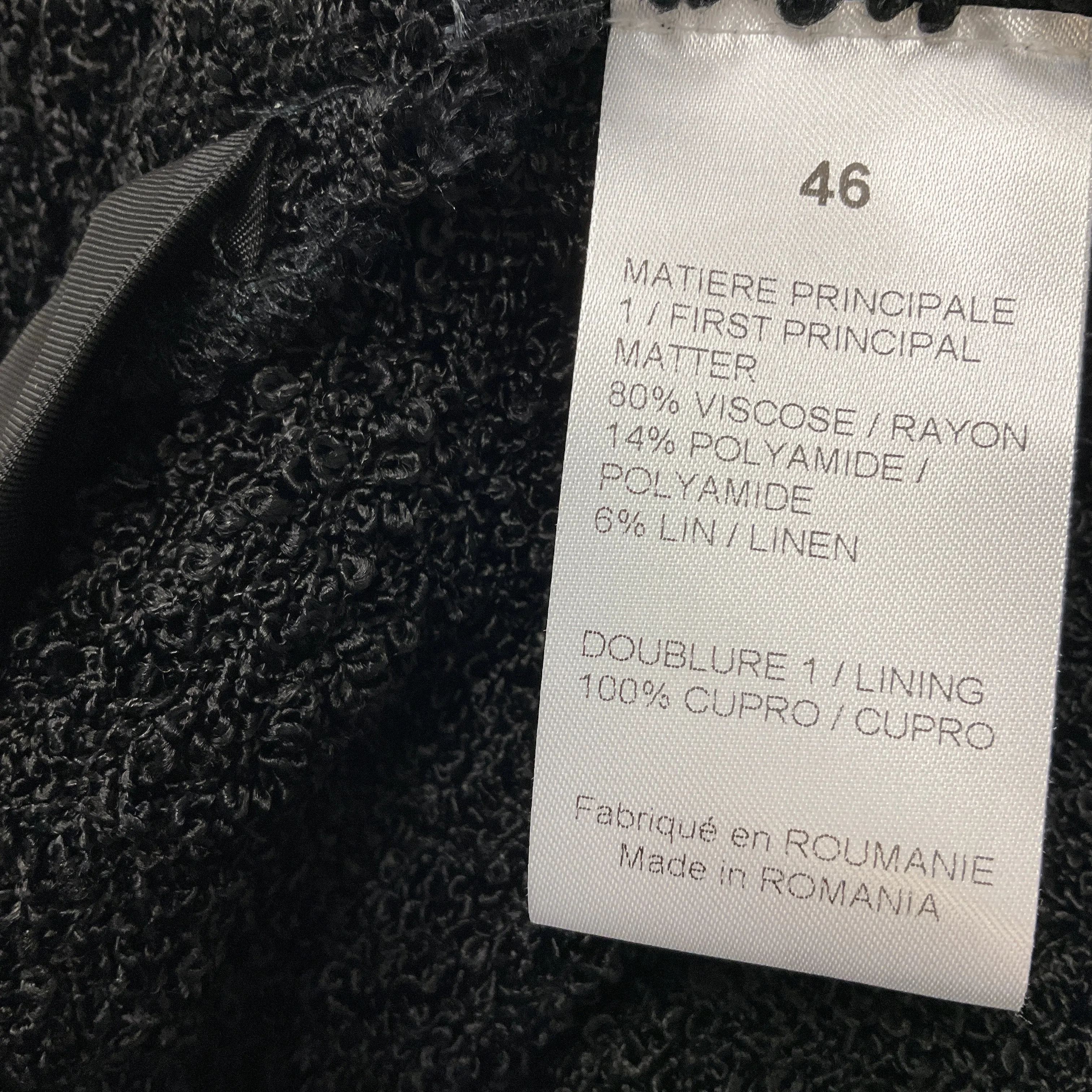 Sonia Rykiel Black Fringed Boucle Tweed Jacket