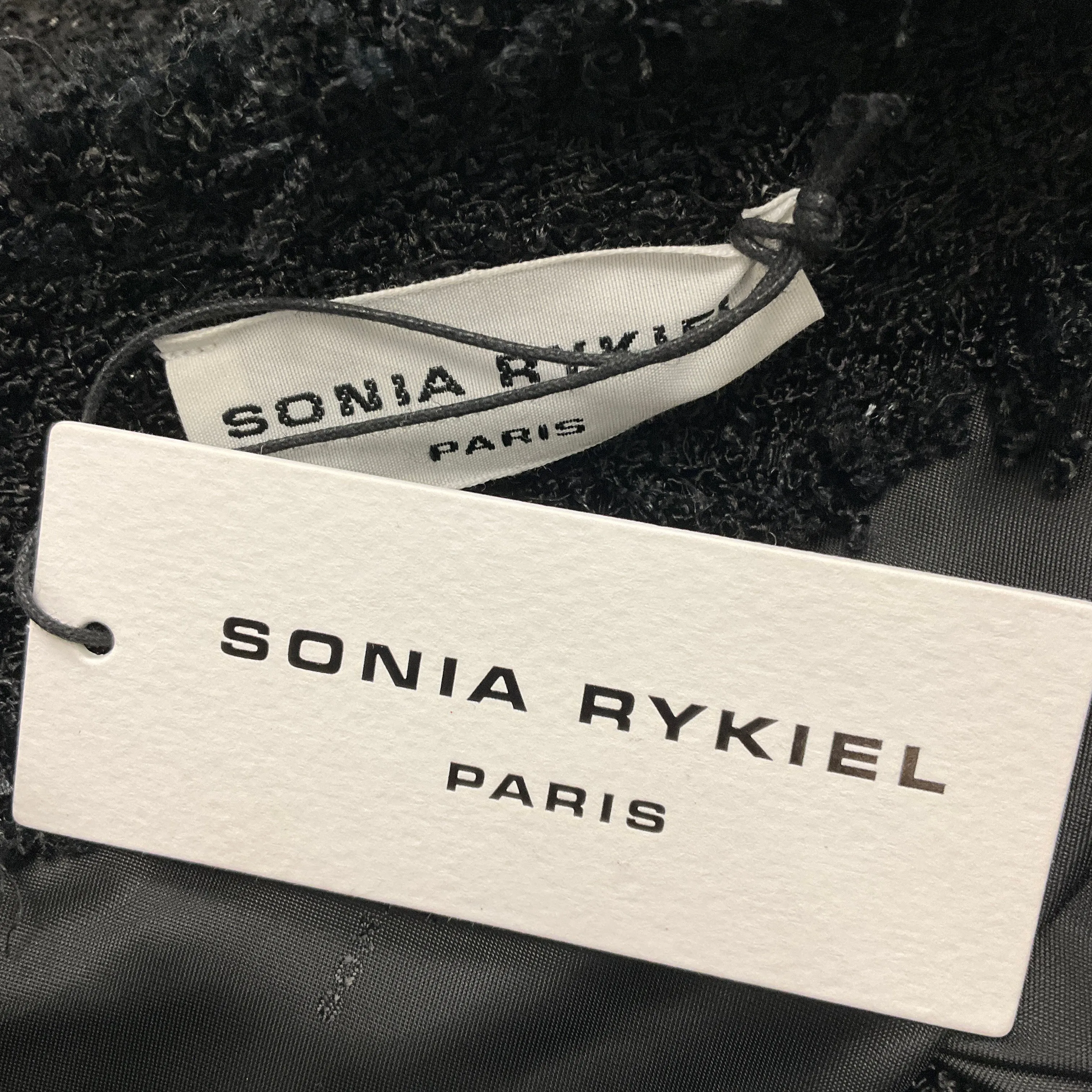 Sonia Rykiel Black Fringed Boucle Tweed Jacket