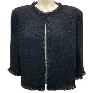 Sonia Rykiel Black Fringed Boucle Tweed Jacket