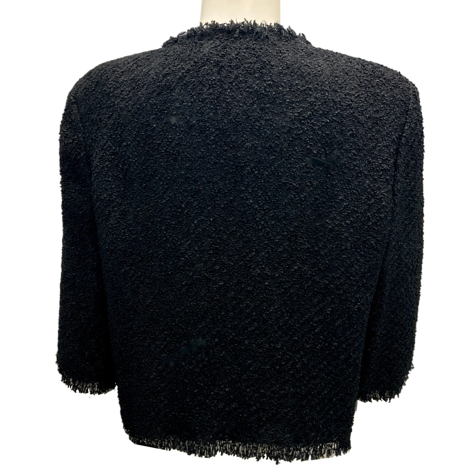 Sonia Rykiel Black Fringed Boucle Tweed Jacket