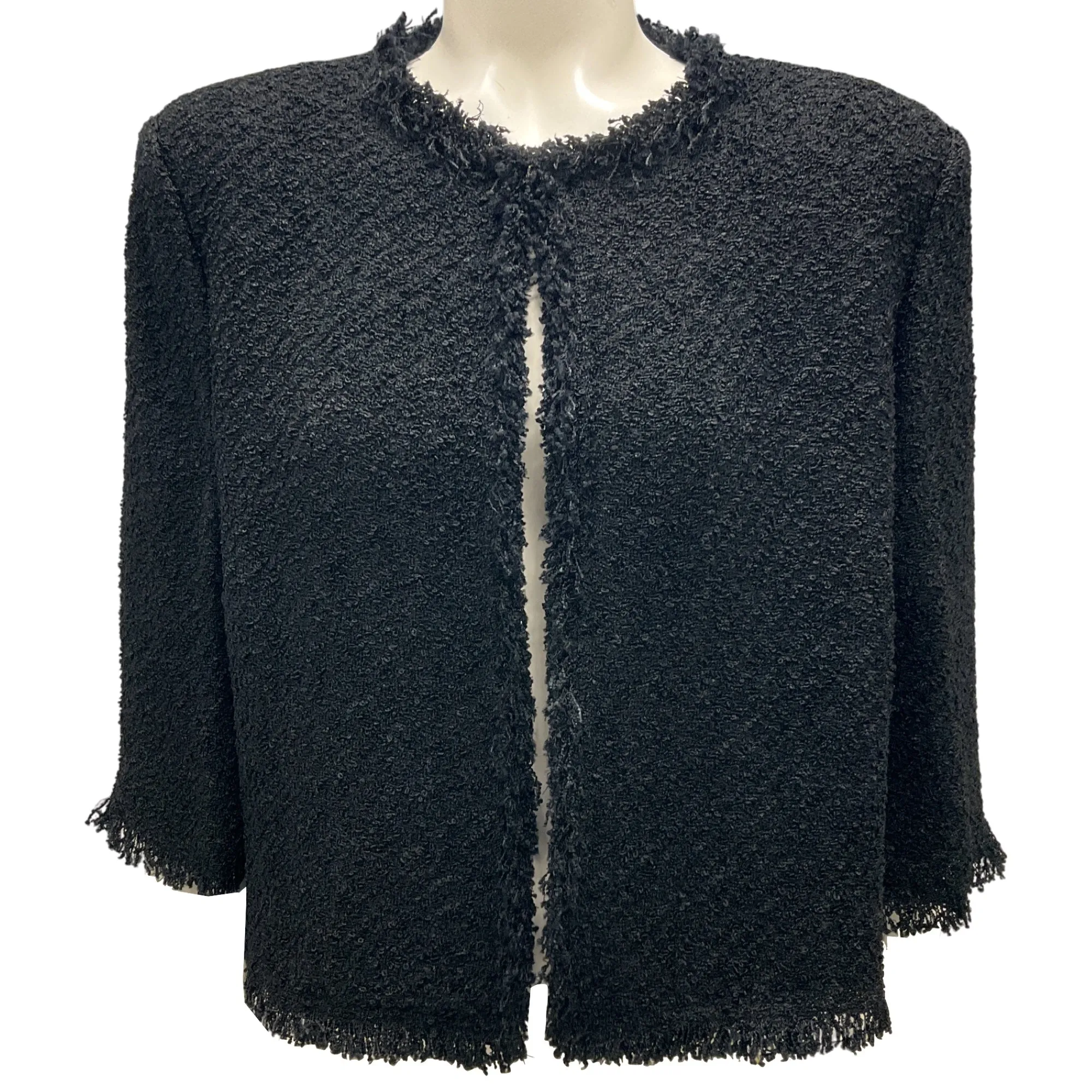 Sonia Rykiel Black Fringed Boucle Tweed Jacket