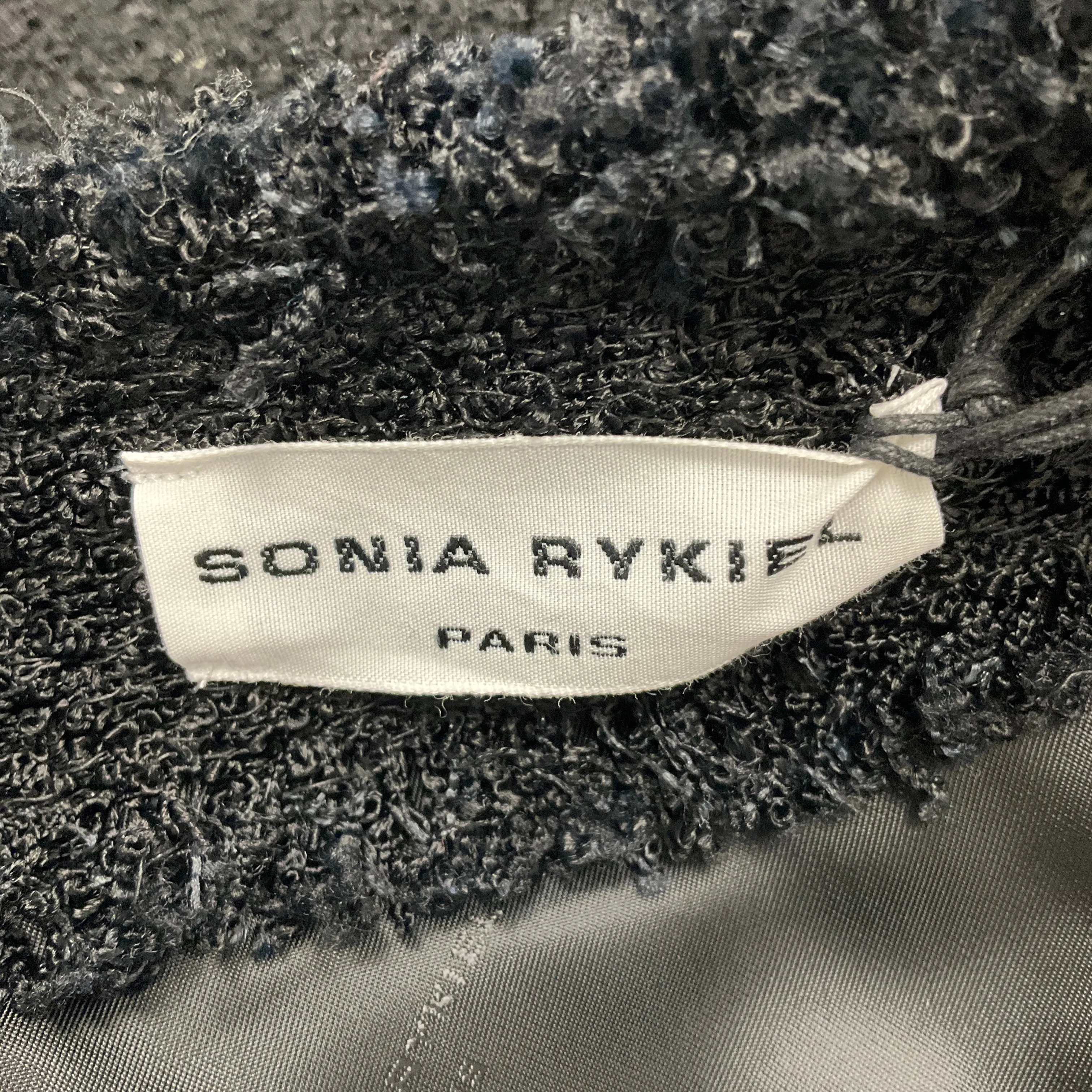 Sonia Rykiel Black Fringed Boucle Tweed Jacket