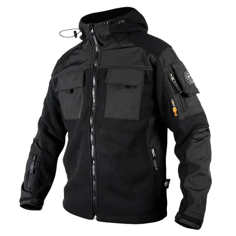 Stand-up Collar Warm Fleece Split Joint Soft Shell Stitching Men's Jacket