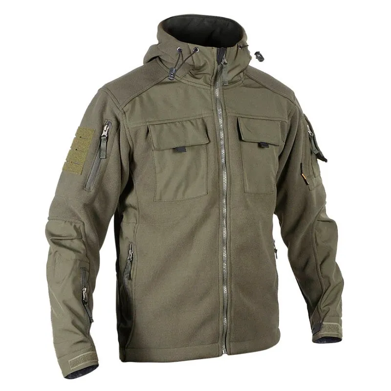 Stand-up Collar Warm Fleece Split Joint Soft Shell Stitching Men's Jacket