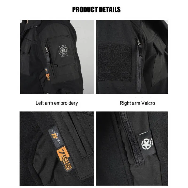 Stand-up Collar Warm Fleece Split Joint Soft Shell Stitching Men's Jacket