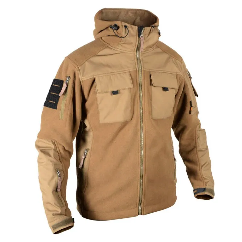 Stand-up Collar Warm Fleece Split Joint Soft Shell Stitching Men's Jacket
