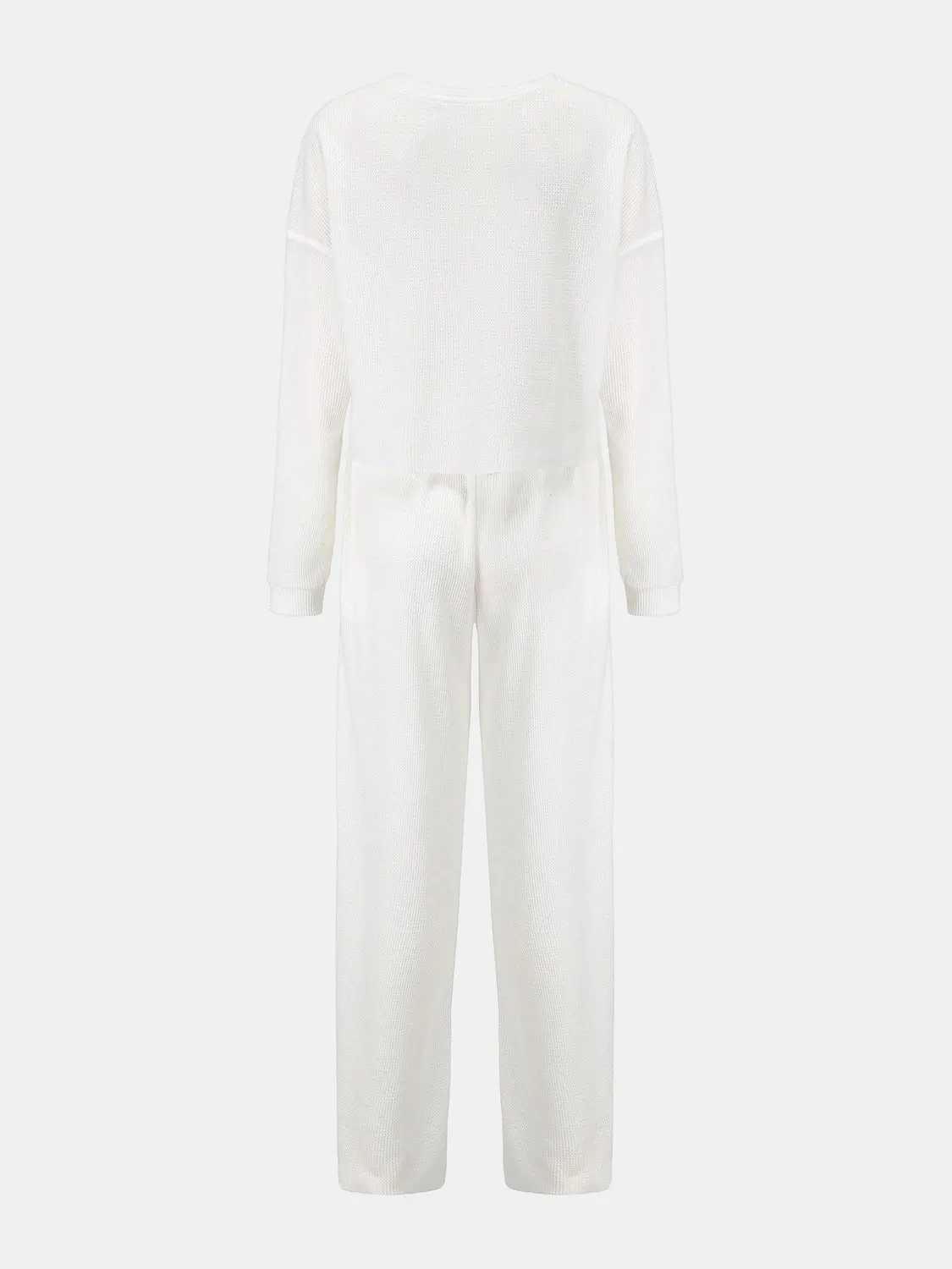 Sterling Waffle-Knit Round Neck Top and Pants Set