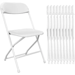 SUGIFT 10 Pack Plastic Folding Chair Outdoor Indoor White Folding Chairs, 350lbs Capacity - new