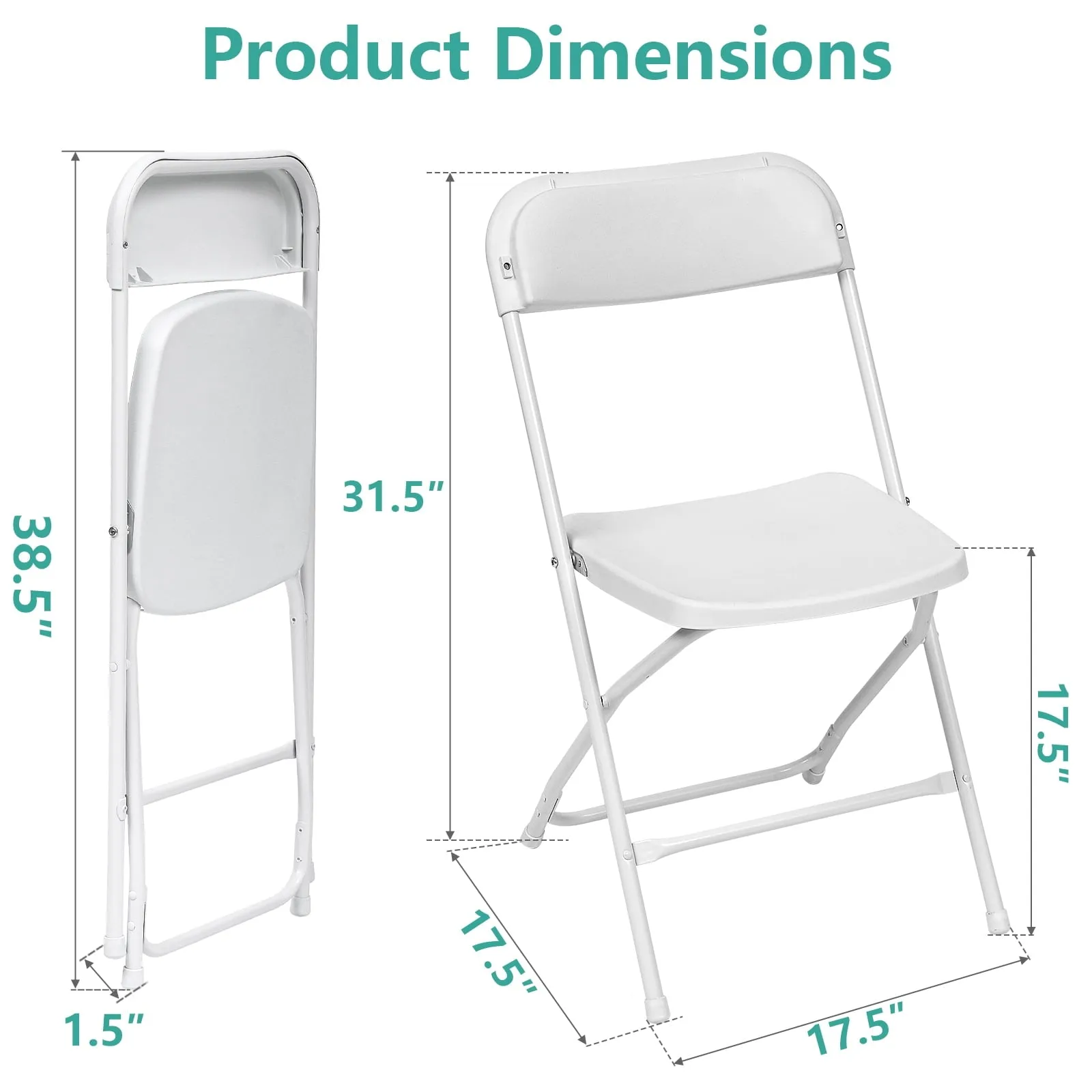 SUGIFT 10 Pack Plastic Folding Chair Outdoor Indoor White Folding Chairs, 350lbs Capacity - new