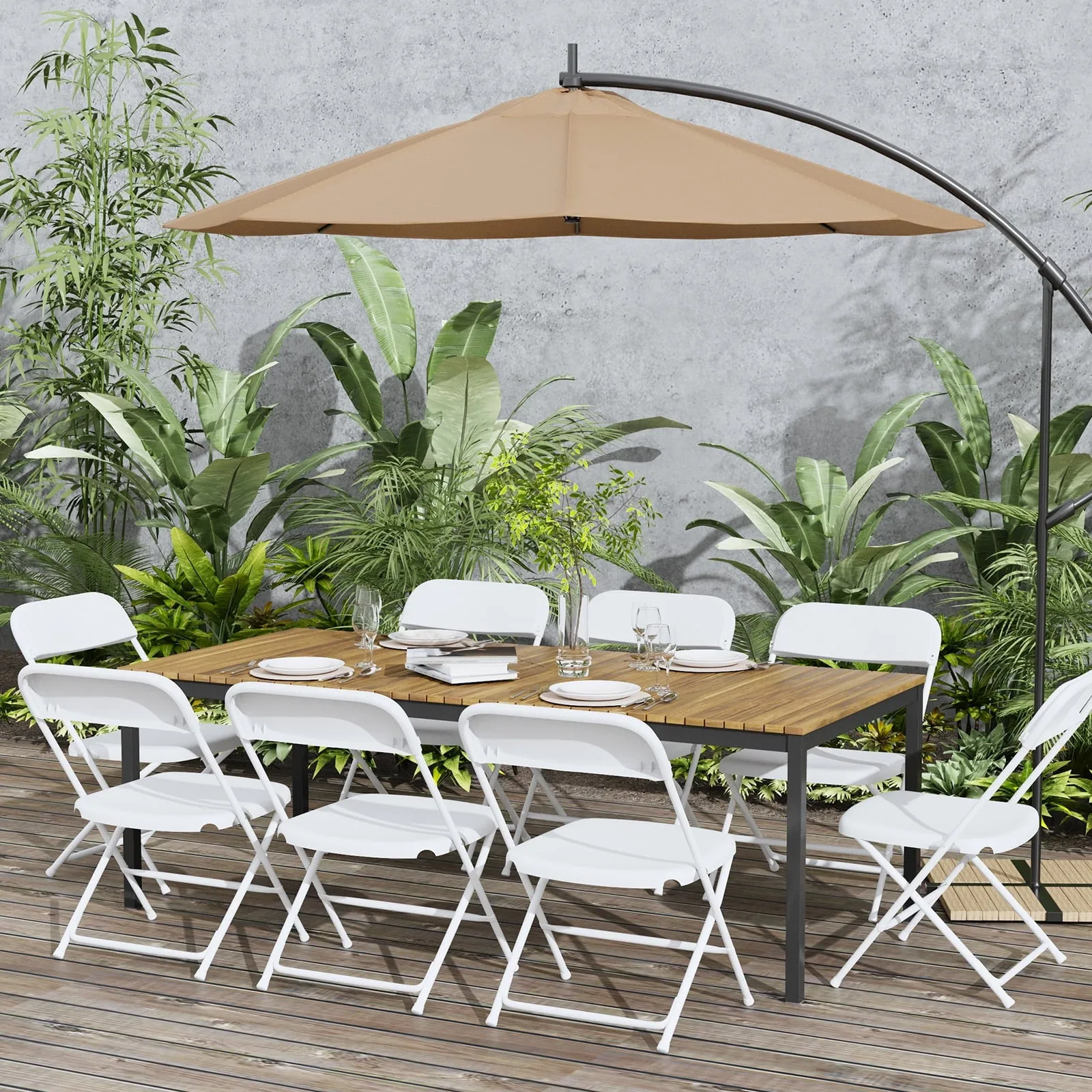 SUGIFT 10 Pack Plastic Folding Chair Outdoor Indoor White Folding Chairs, 350lbs Capacity - new
