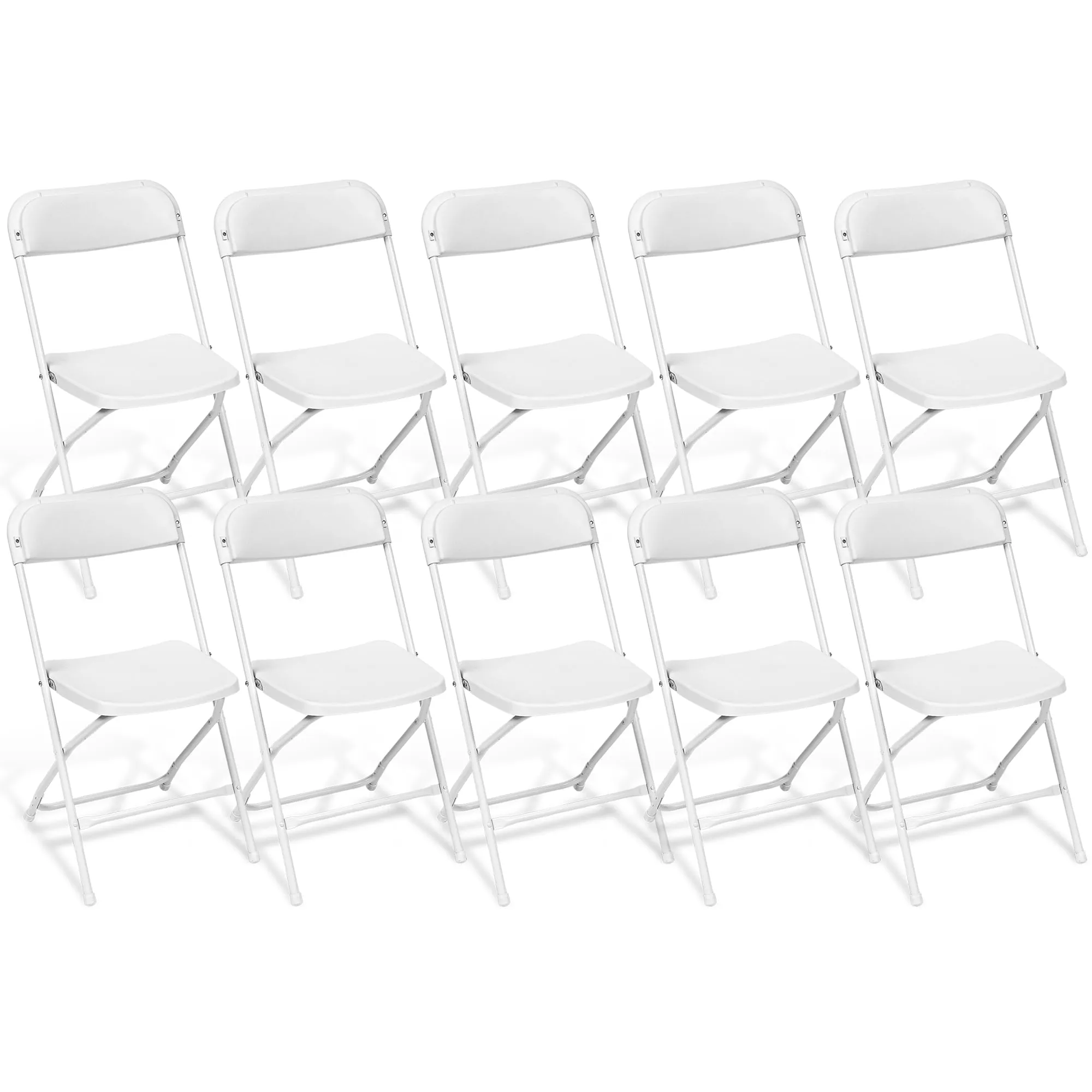 SUGIFT 10 Pack Plastic Folding Chair Outdoor Indoor White Folding Chairs, 350lbs Capacity - new