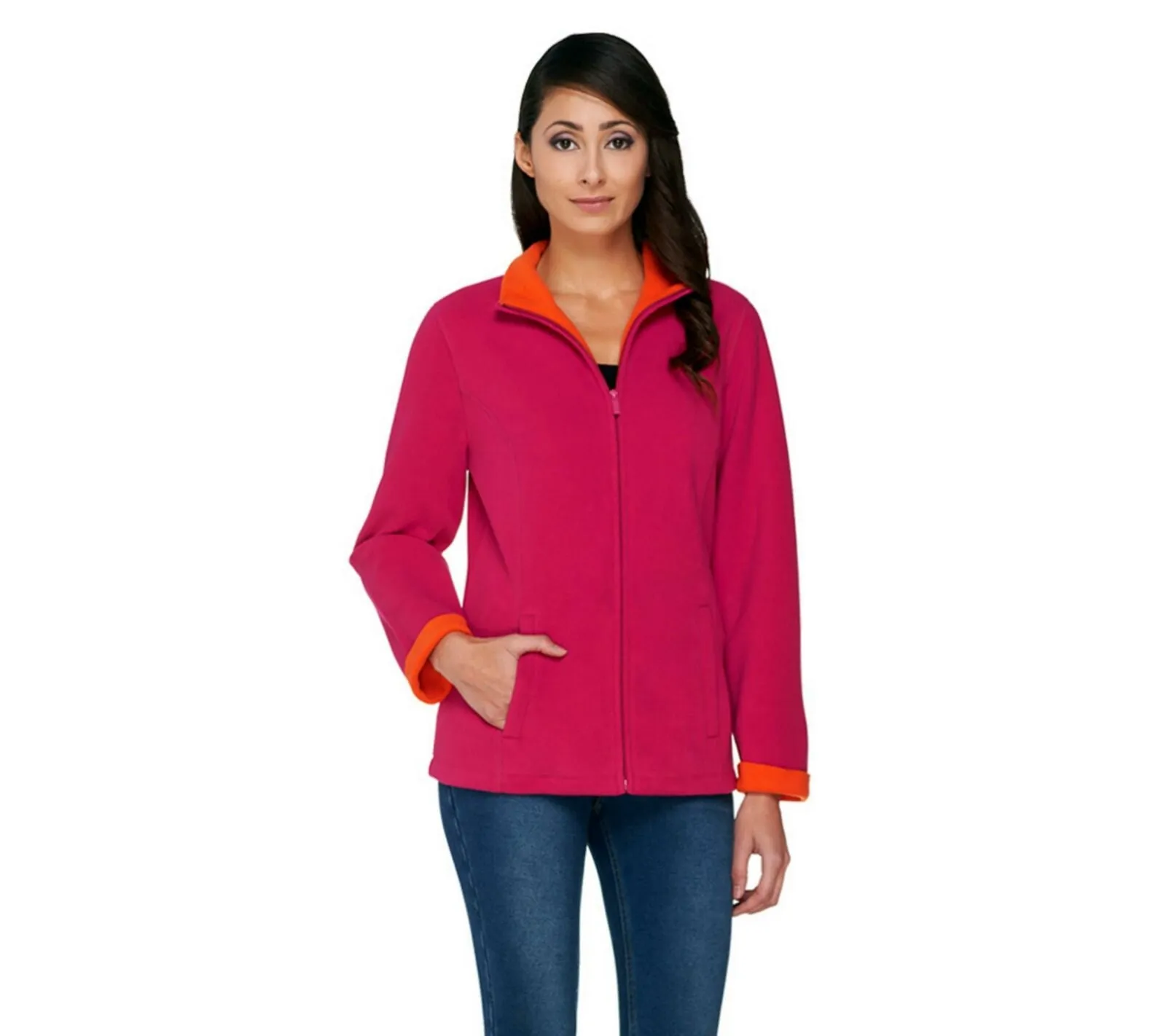 Susan Graver Bonded Polar Fleece Zip Front Jacket. A268794