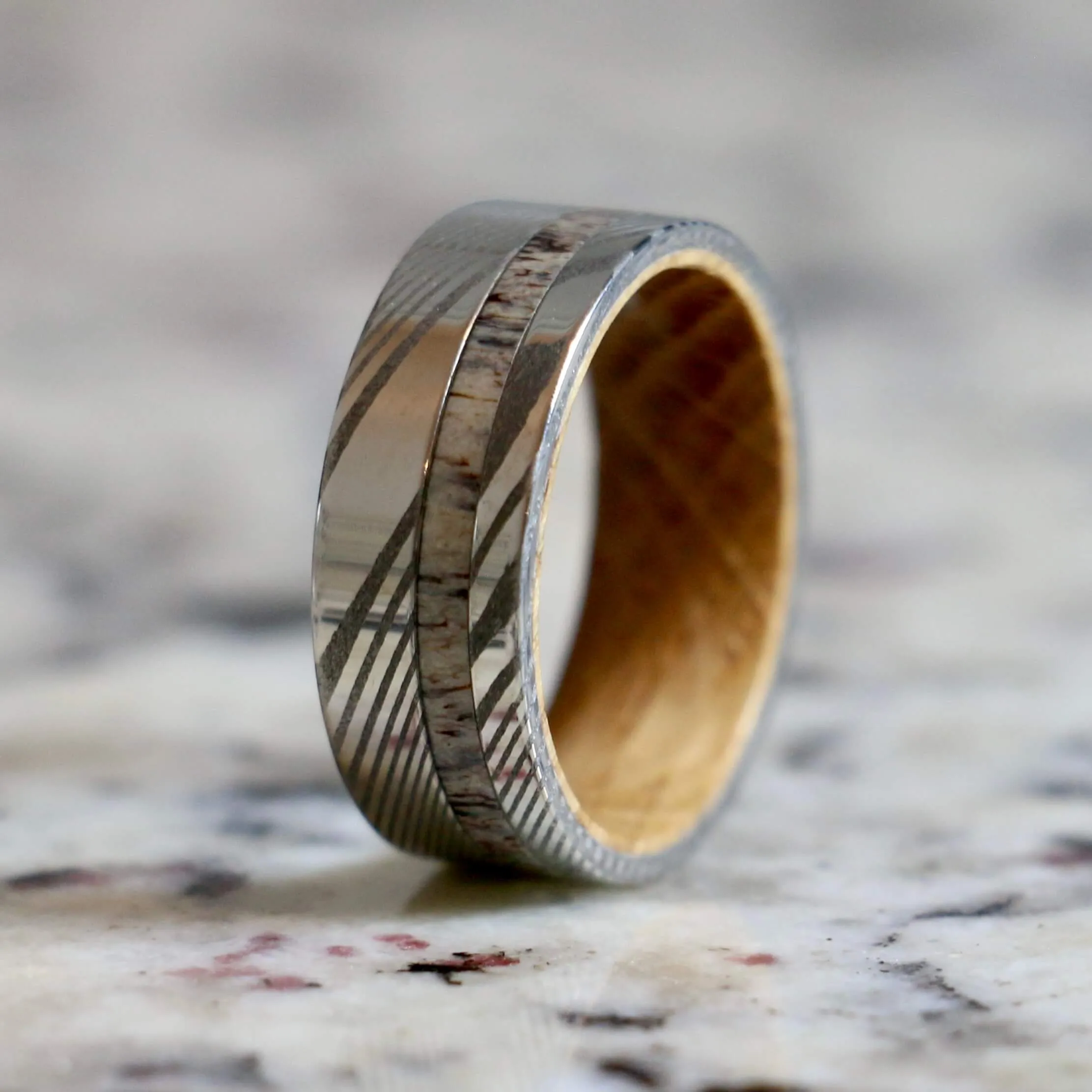 The Hunter | Damascus Steel Wedding Ring