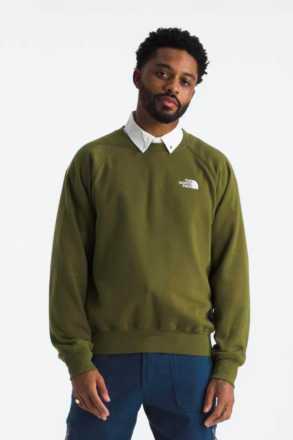 The North Face Evolution Crewneck for Men in Forest Olive | NF0A86WA-PIB-GRN