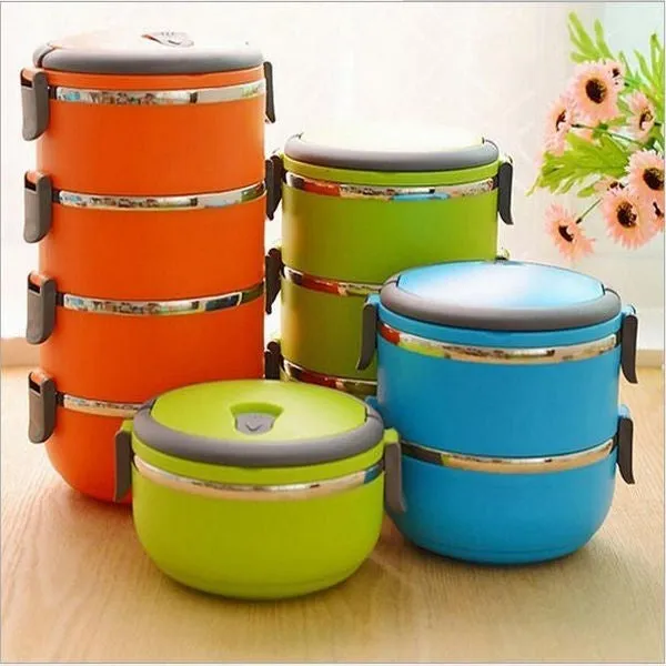 Thermal Insulated Lunch Box Picnic Storage Mess Tin Food Jar Multi layer Stainless Steel For Students Outdoor Camping