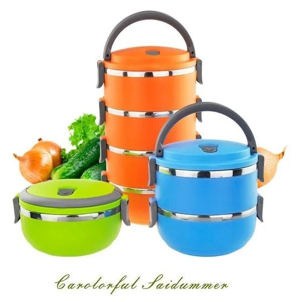 Thermal Insulated Lunch Box Picnic Storage Mess Tin Food Jar Multi layer Stainless Steel For Students Outdoor Camping