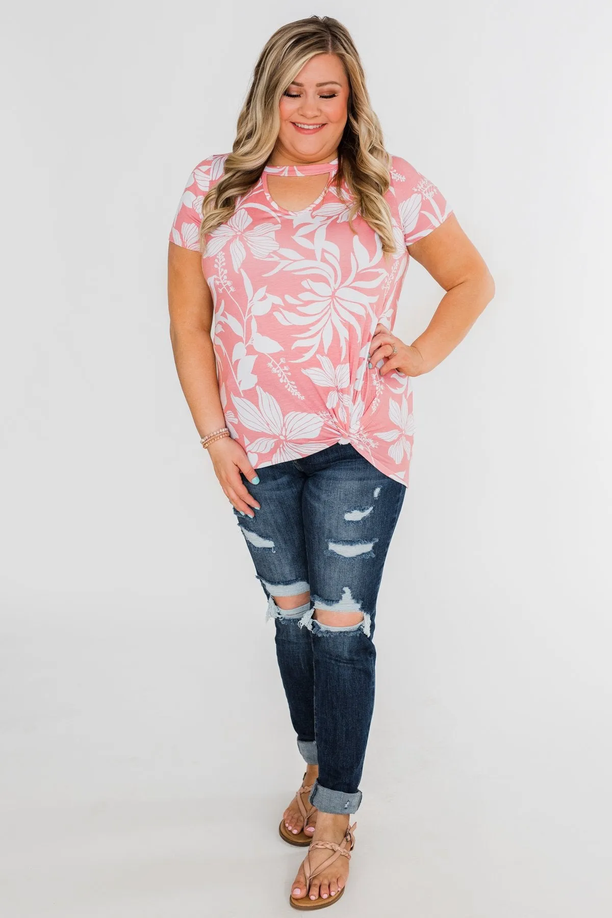 Tropical Adventure Knot Top- Pink