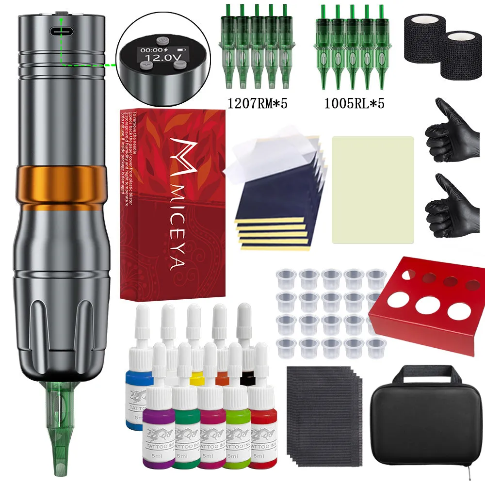 V73 Wireless Tattoo Pen with Miceya cartridges and accessories