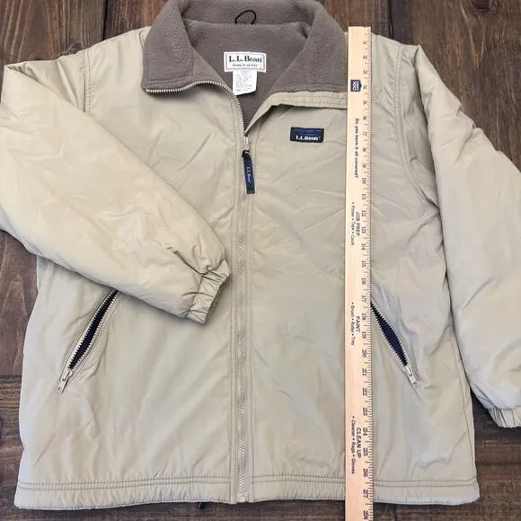 Vintage LL Bean Warm Up Jacket Womens Large Tan Fleece Lined, Made In USA, 90s